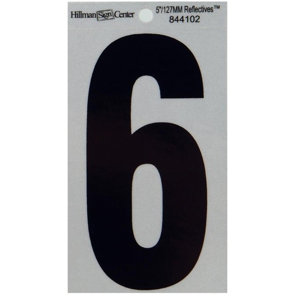 Hillman 5 in. Black & Silver Reflective Mylar Square Cut Self Adhesive Number 6 844102